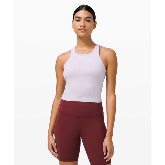 Lululemon Ebb To Street Racerback Seamless Crop Tank Top Lavender Dew Purple 10 - Picture 1 of 11
